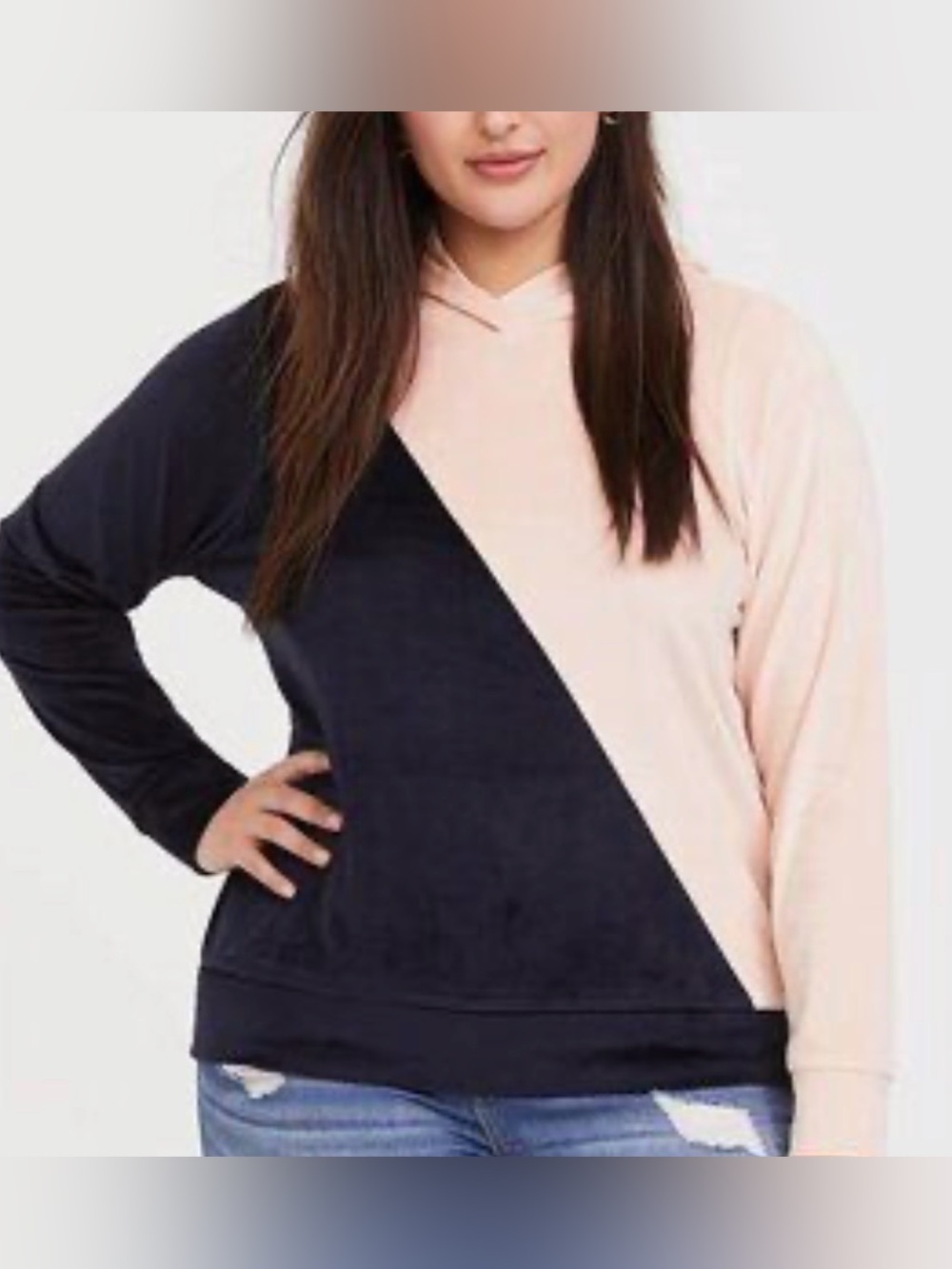 Torrid velvet velour hooded sweatshirt pullover hoodie punk emo black pink 2X